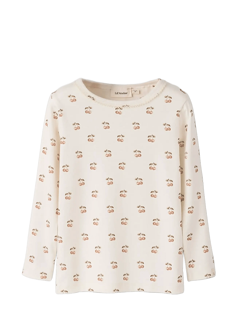Lil'Atelier - NMFLAYO SIG LS SLIM TOP LIL - långärmade t-shirts - coconut milk - 0
