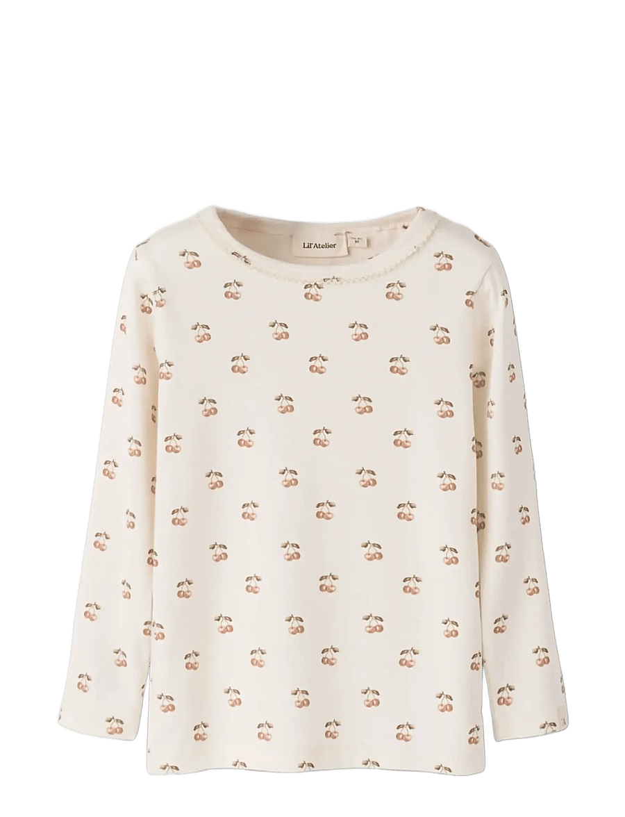 Lil'Atelier - NMFLAYO SIG LS SLIM TOP LIL - pikkade varrukatega t-särgid - coconut milk - 0