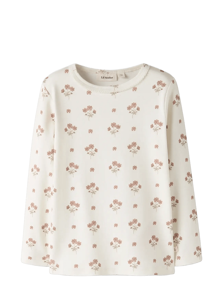 Lil'Atelier - NMFLAYO SIG LS SLIM TOP LIL - långärmade t-shirts - coconut milk - 0