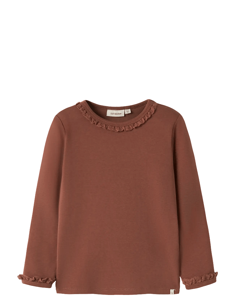 Lil'Atelier - NMFLAYO SUP LS SLIM TOP SOLID LIL - langærmede t-shirts - maple syrup - 0