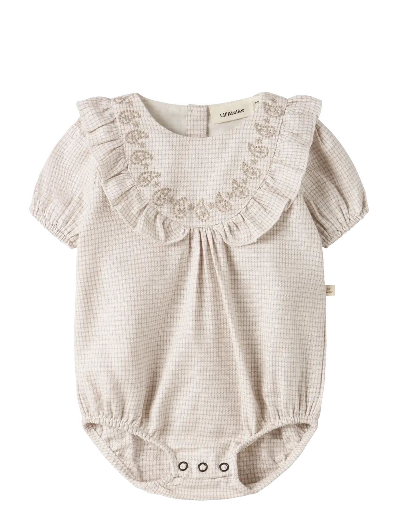 Lil'Atelier Nbffoley Ss Loose Romber Lil, Børn, Broderet Flæsekrave Kortærmet Romper, Cream, Str: 56
