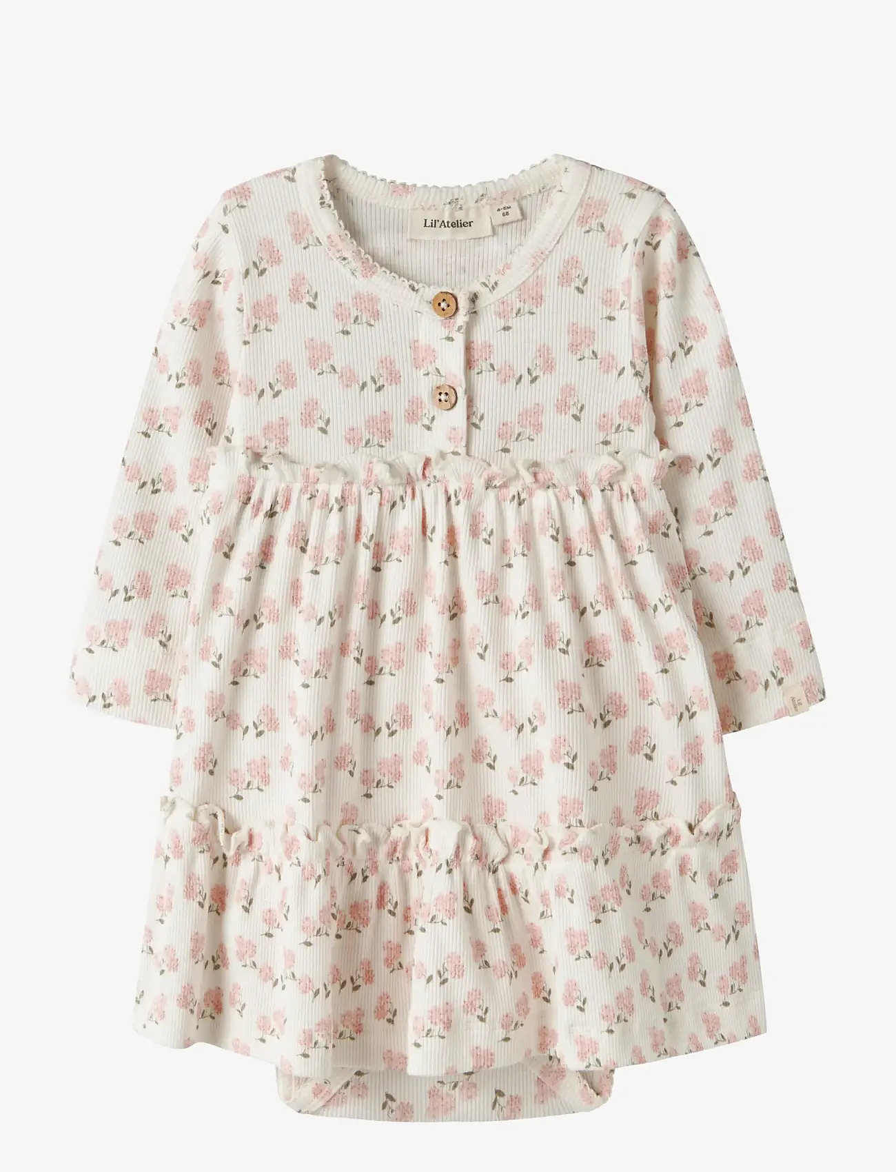 Lil'Atelier - NBFGAGO SUM LS BODY DRESS LIL - långärmade babyklänningar - coconut milk - 0