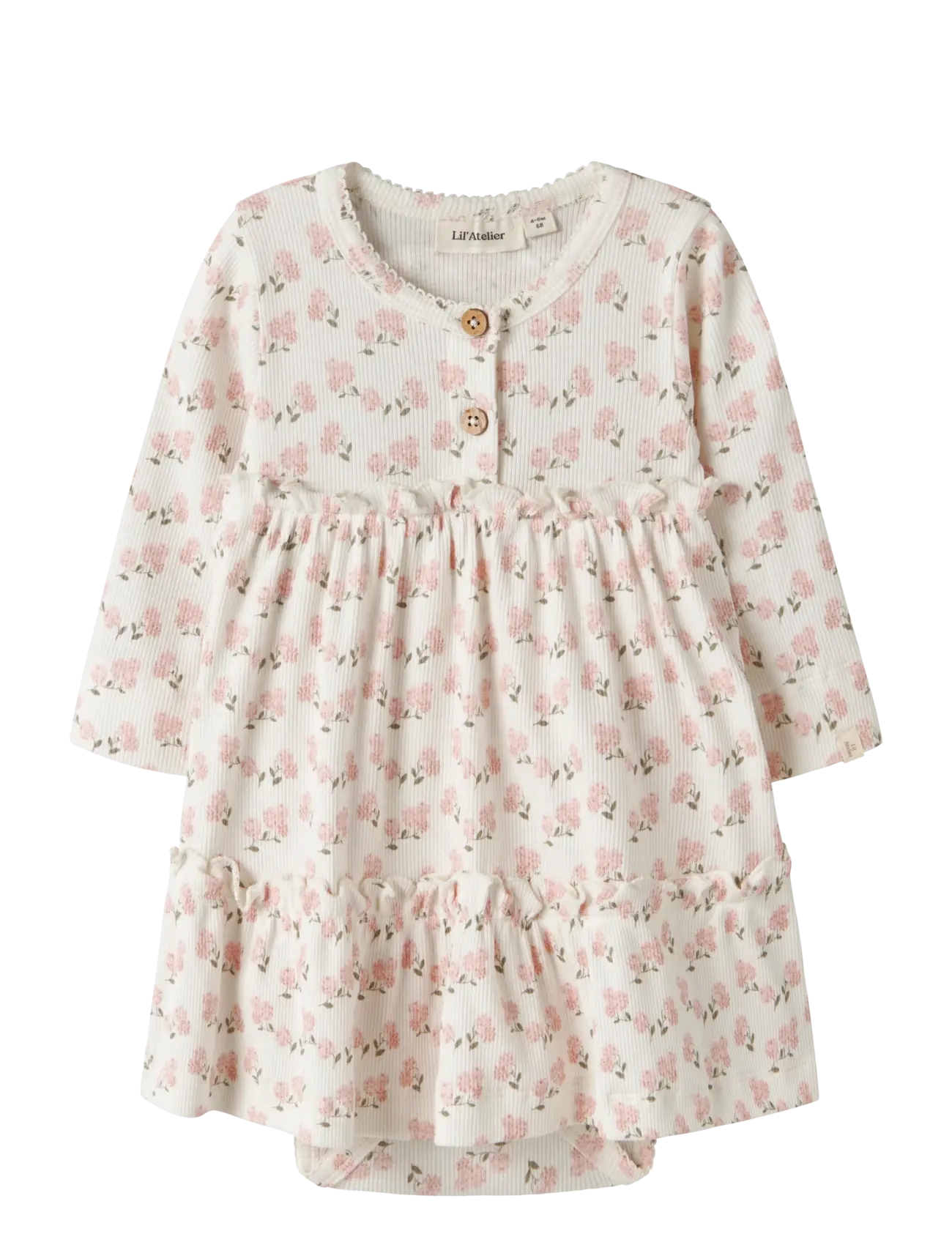 Lil'Atelier NBFGAGO SUM LS BODY DRESS LIL - Kjoler & Nederdele - COCONUT MILK / cream