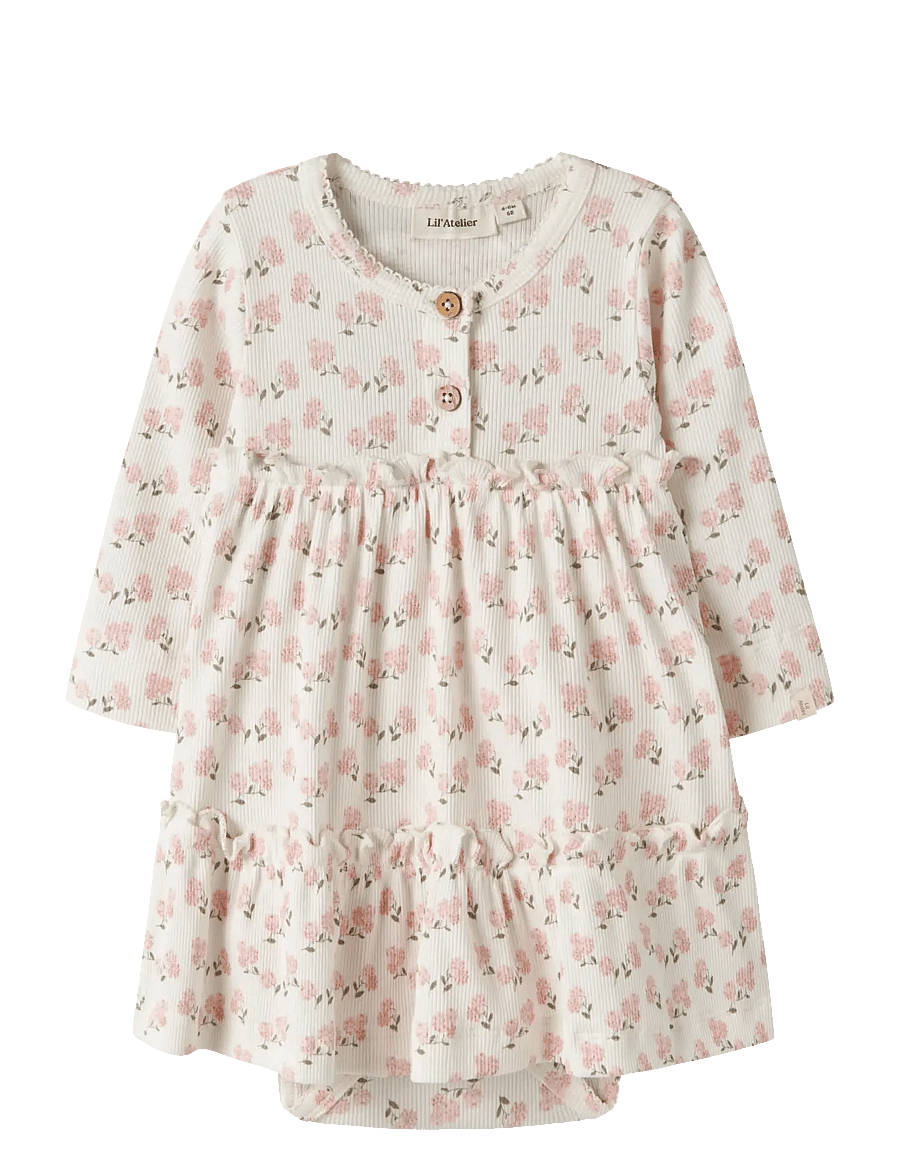 Lil'Atelier - NBFGAGO SUM LS BODY DRESS LIL - långärmade babyklänningar - coconut milk - 0