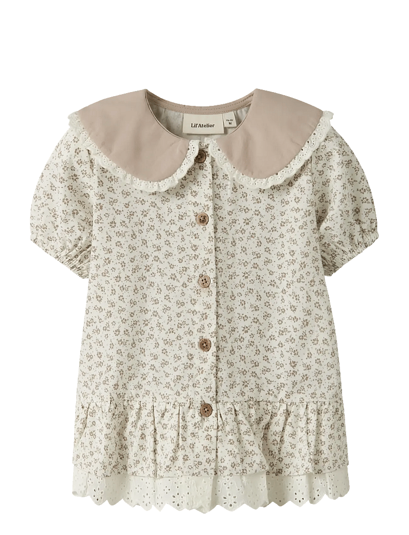Lil'Atelier - NMFFJOLA SS LOOSE SHIRT LIL - kurzärmlige hemden - coconut milk - 0