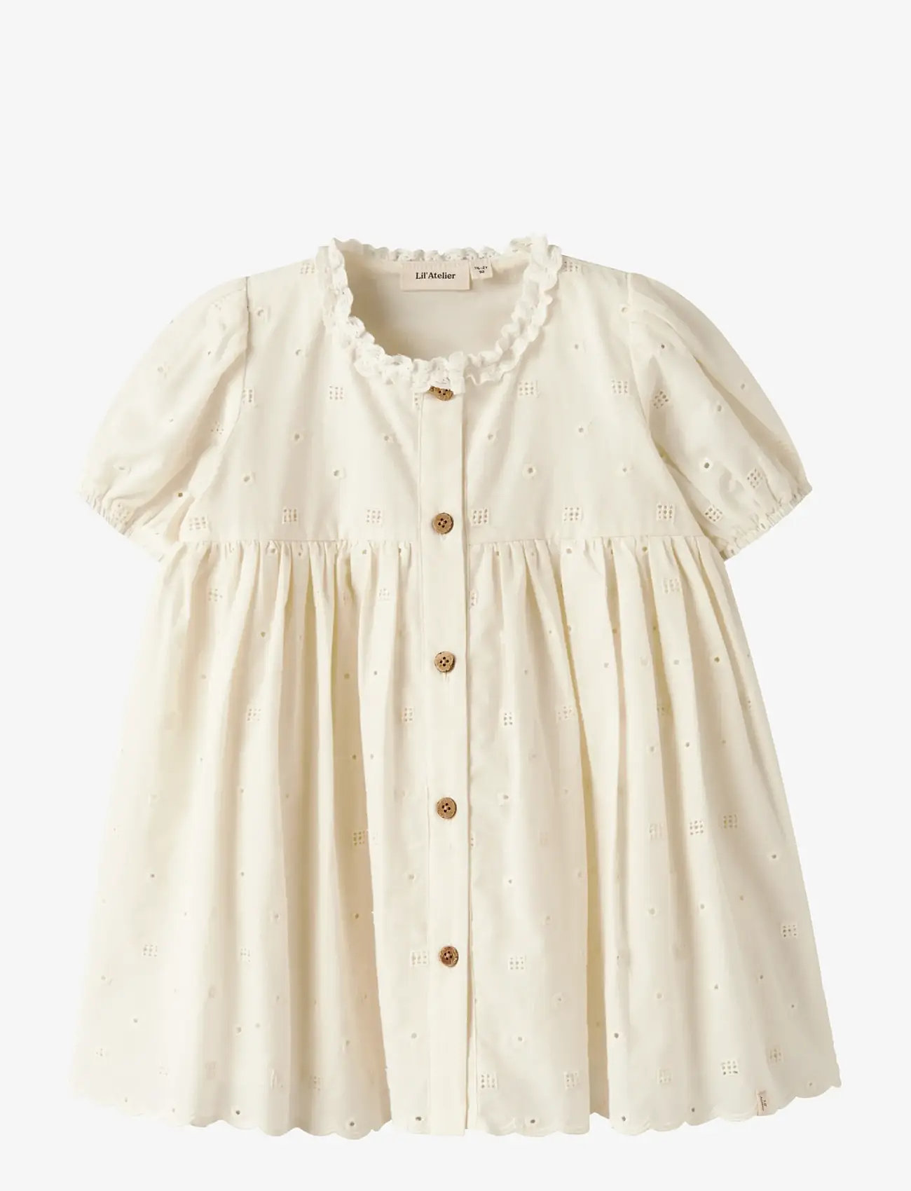 Lil'Atelier - NMFFLORES SS DRESS LIL - short-sleeved baby dresses - coconut milk - 0