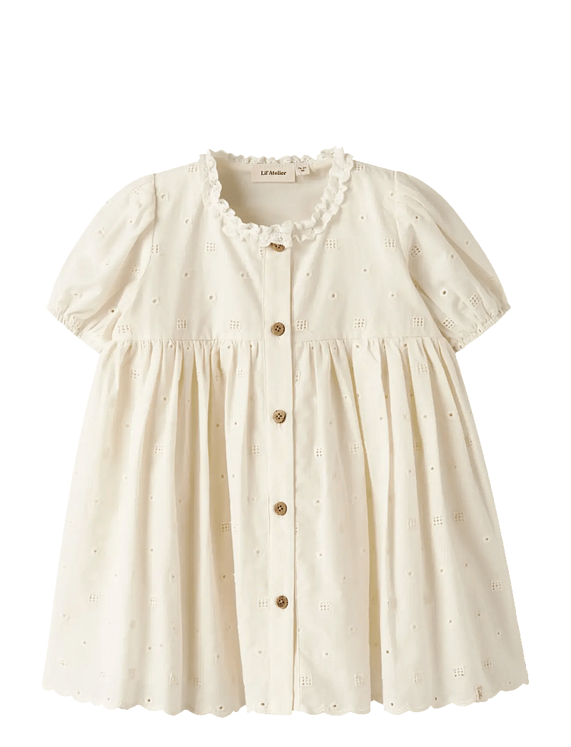 Lil'Atelier - NMFFLORES SS DRESS LIL - short-sleeved baby dresses - coconut milk - 0