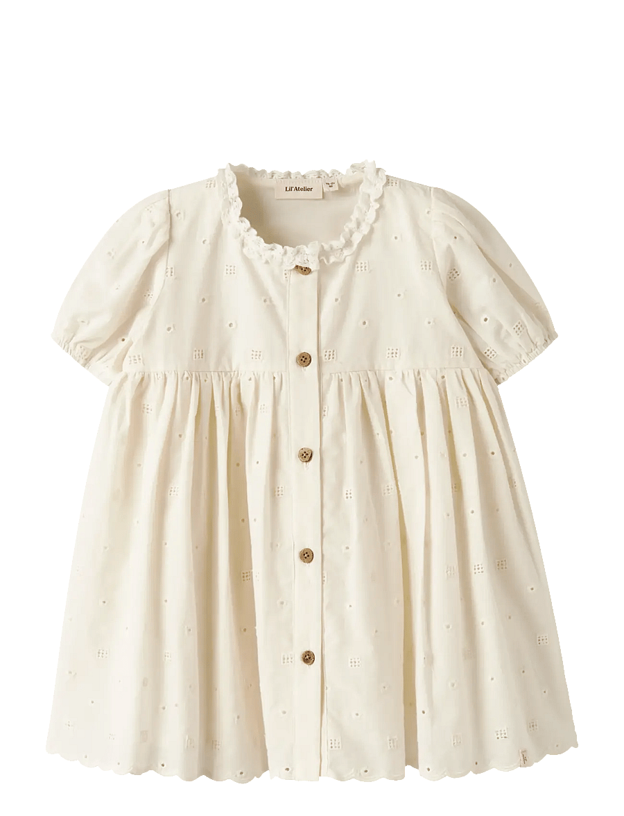 Lil'Atelier - NMFFLORES SS DRESS LIL - kortärmade babyklänningar - coconut milk - 0