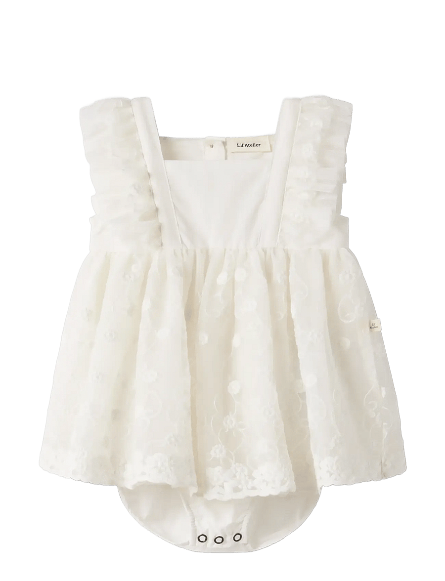 Lil'Atelier - NBFFEYA SL TULLE BODY DRESS LIL - kurzärmelig - coconut milk - 0