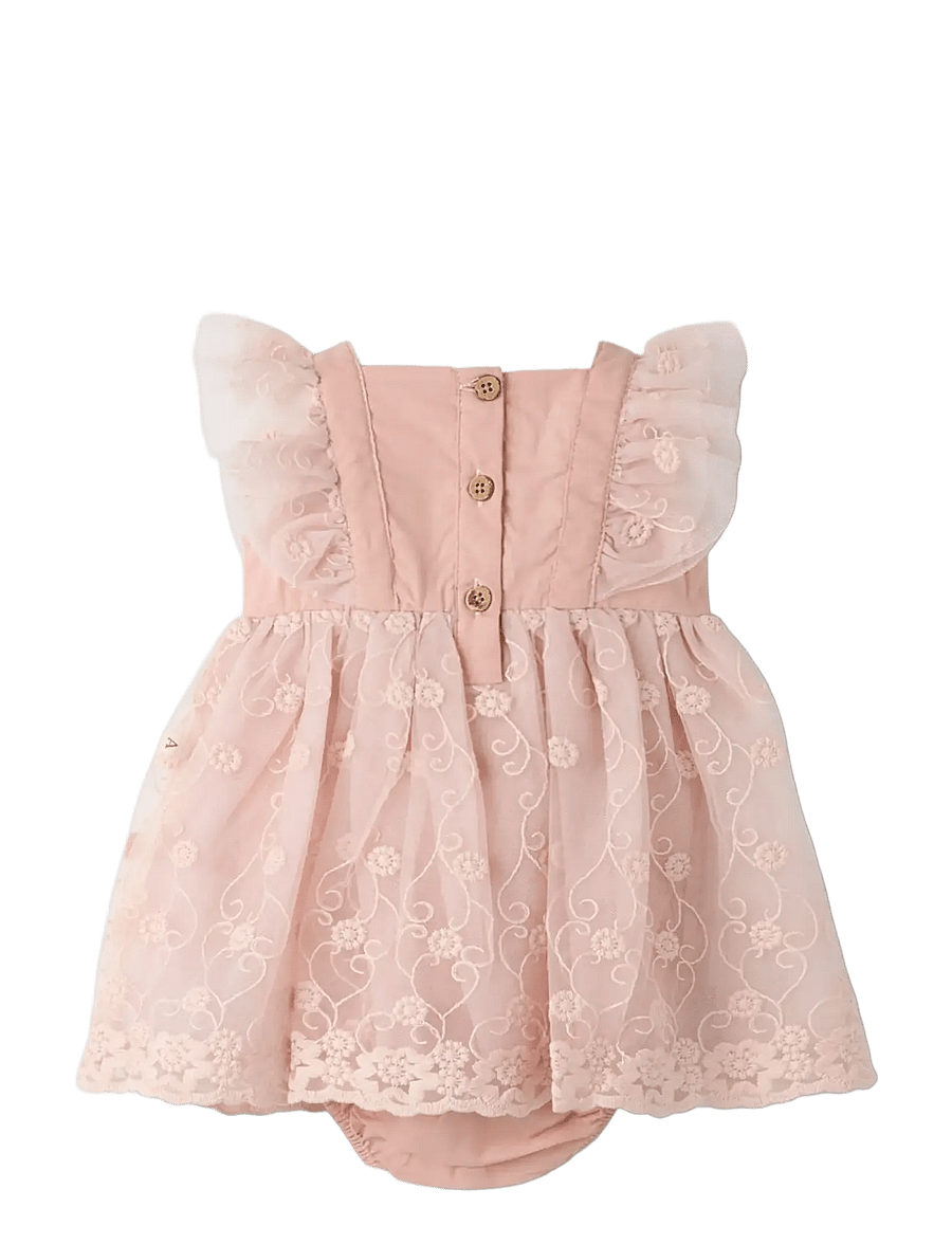 Lil'Atelier - NBFFEYA SL TULLE BODY DRESS LIL - kortærmede heldragter - peach whip - 1