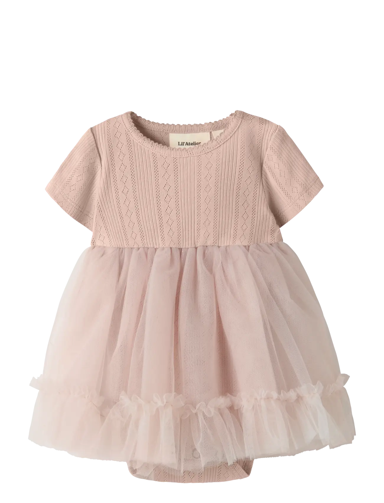 Lil'Atelier NBFFANELLA SS BODY TULLE DRESS LIL - Kortermede heldresser - PEACH WHIP / pink/rose