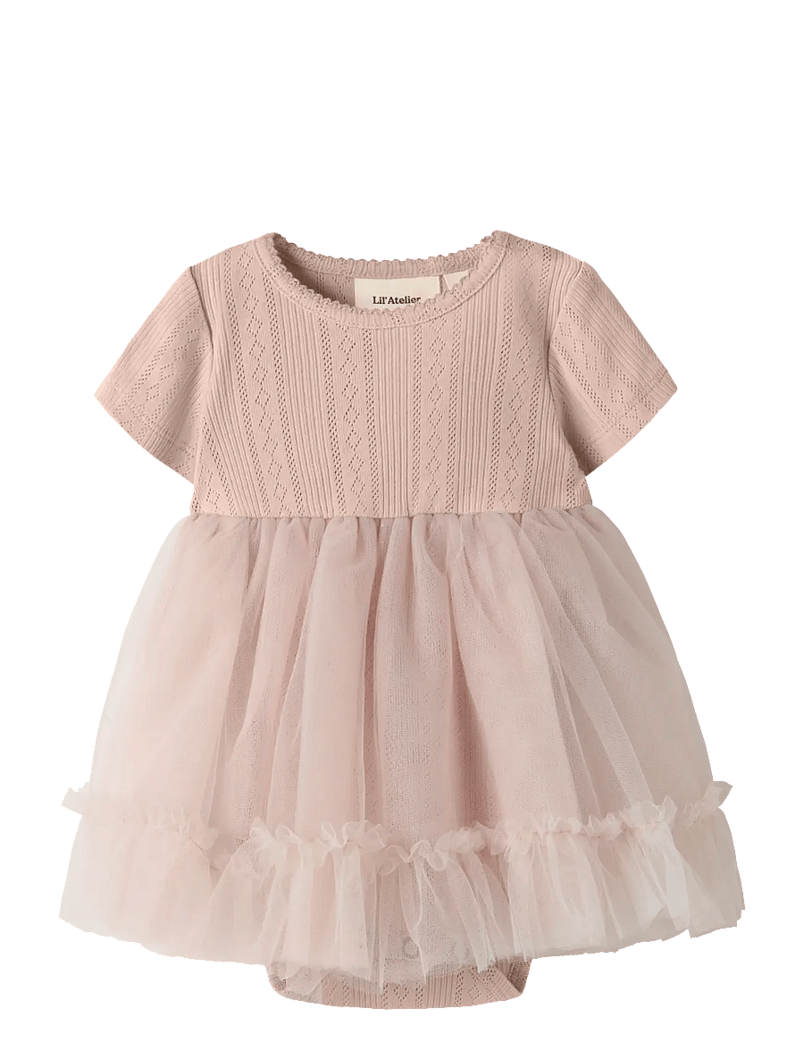 Lil'Atelier - NBFFANELLA SS BODY TULLE DRESS LIL - peach whip - 0