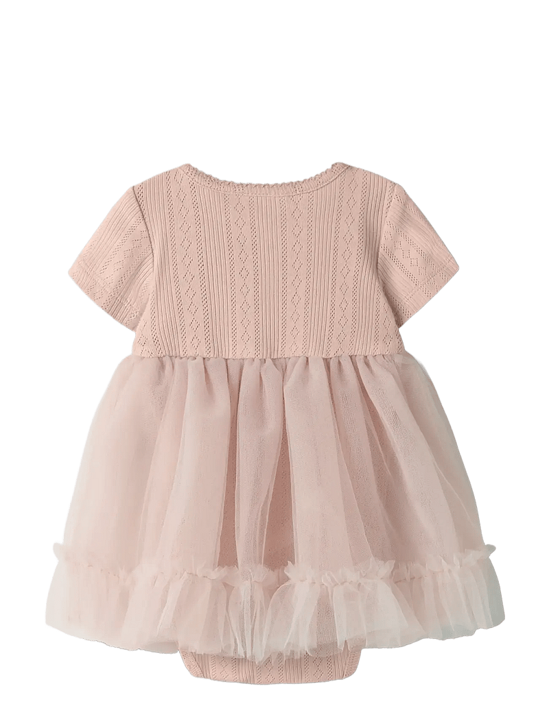 Lil'Atelier - NBFFANELLA SS BODY TULLE DRESS LIL - kortärmade babyklänningar - peach whip - 1
