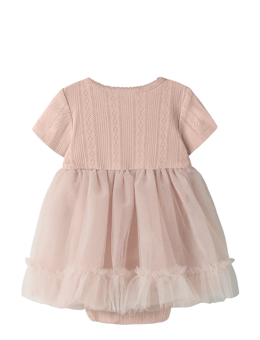 Lil'Atelier - NBFFANELLA SS BODY TULLE DRESS LIL - peach whip - 1