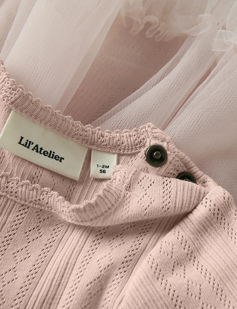 Lil'Atelier - NBFFANELLA SS BODY TULLE DRESS LIL - kortärmade babyklänningar - peach whip - 3