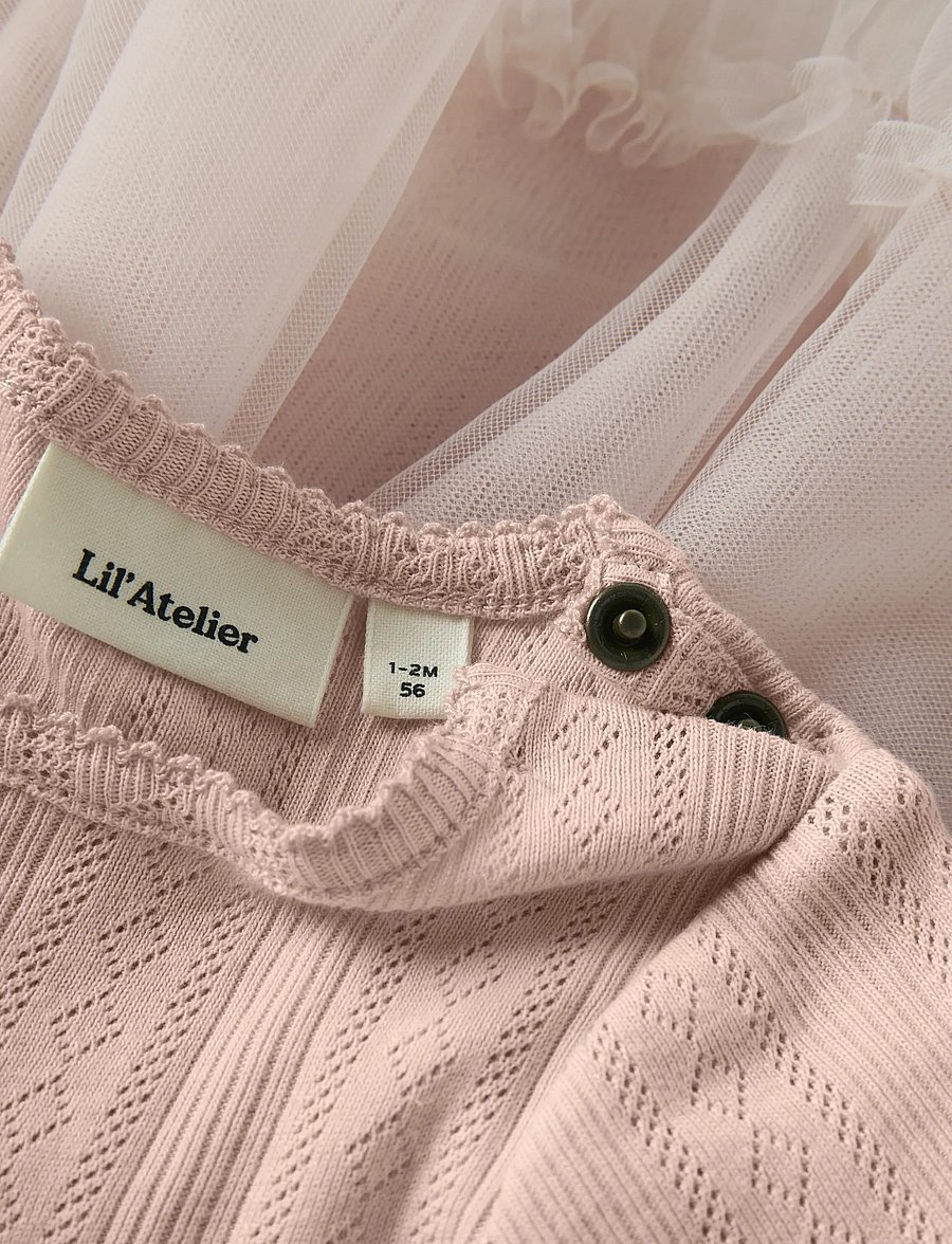 Lil'Atelier - NBFFANELLA SS BODY TULLE DRESS LIL - peach whip - 3