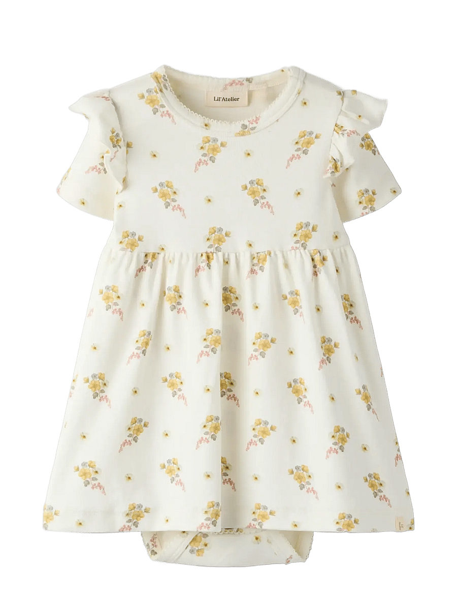 Lil'Atelier - NBFGAYO SIN SS BODY DRESS LIL - kortærmede heldragter - coconut milk - 0