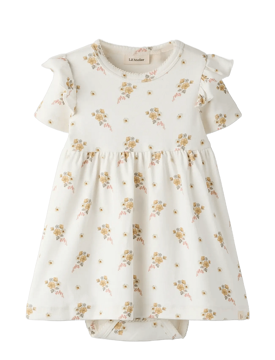 Lil'Atelier - NBFGAYO SIN SS BODY DRESS LIL - kurzärmelig - coconut milk - 0