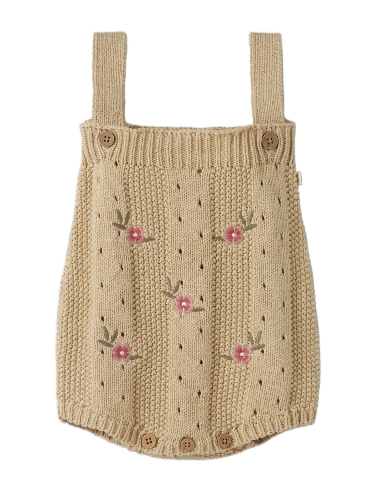 Lil'Atelier Nbfhalyn Sl Knit Body Suit Lil, Børn, Broderet Strikket Body, Beige, Str: 86