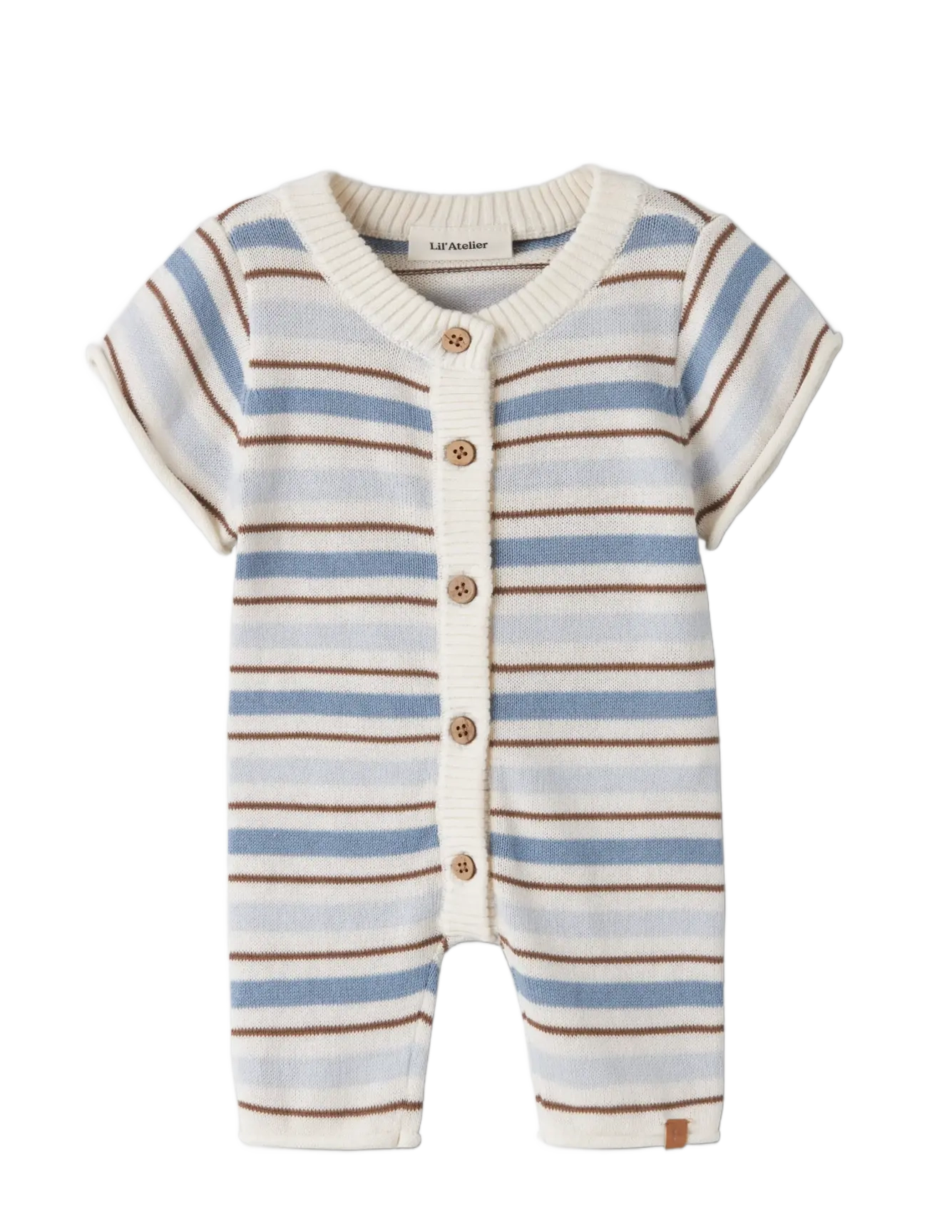 Lil'Atelier Nbmhito Ss Knit Suit Lil, 80, Blue, Bodysuits > Kortærmede, Børn