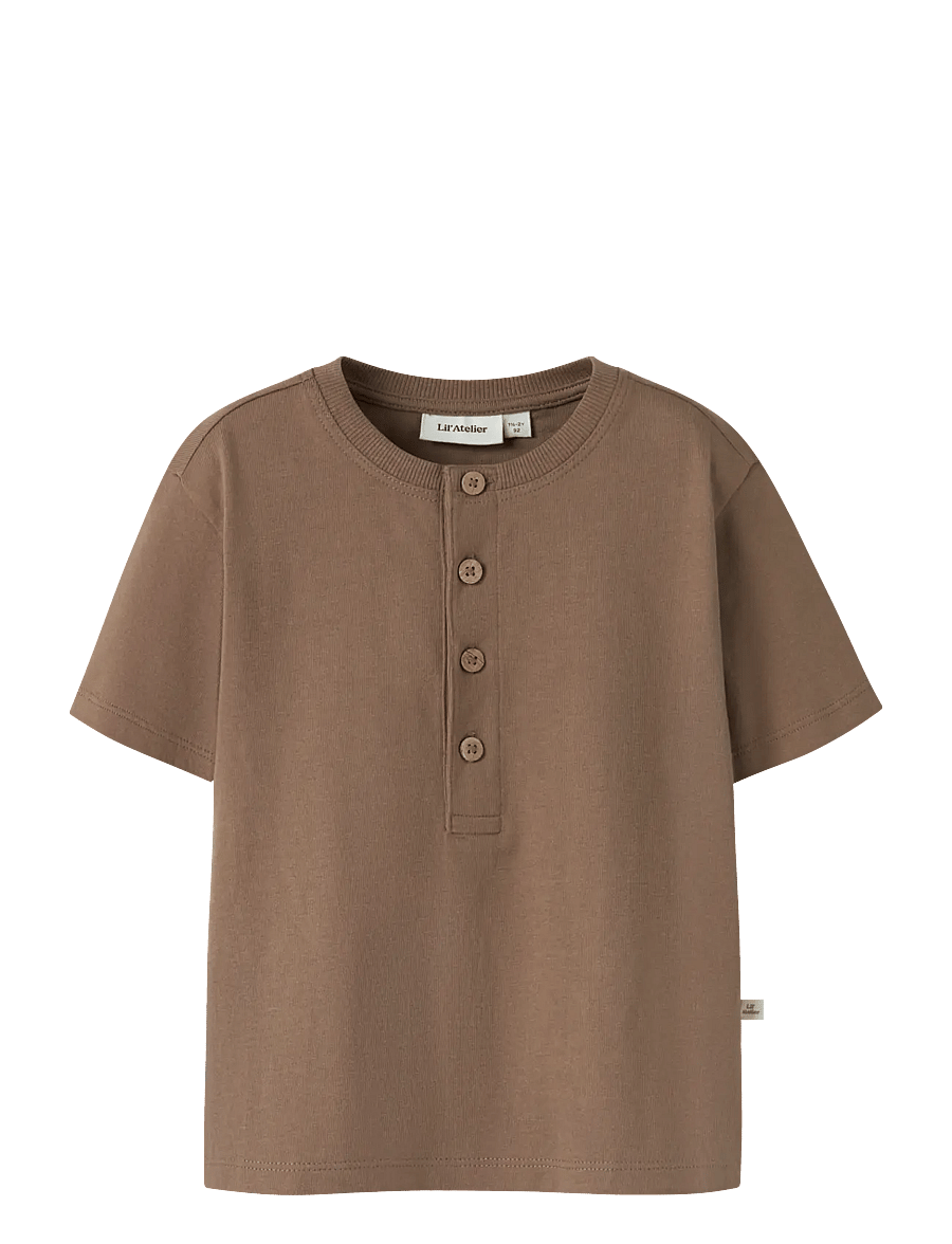 Lil'Atelier - NMMDOLAN LEN SS LOOSE TOP LIL - korte mouwen - coca mocha - 0