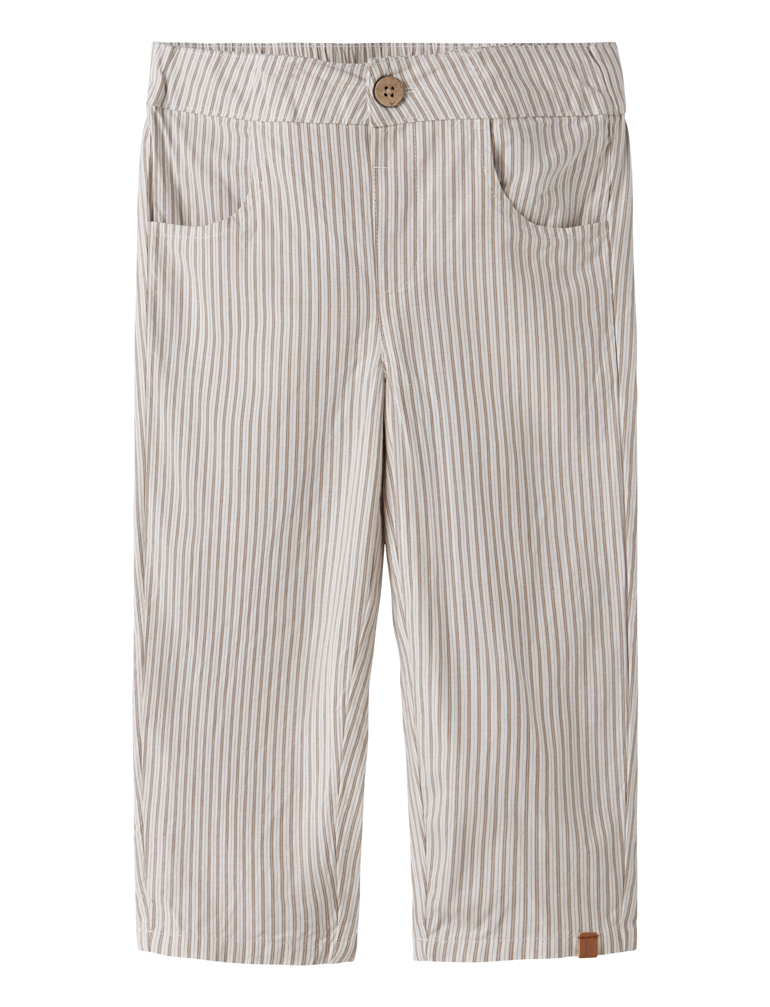 Lil'Atelier Nmmhelo Loose Pant Lil, Børn, Løse Stribede Cropped Bukser, Cream, Str: 104