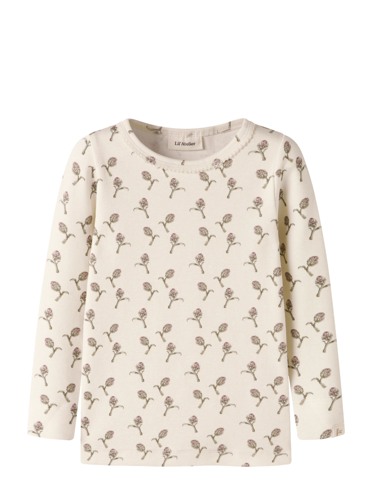 Lil'Atelier NMFGAYO SIG LS SLIM TOP LIL - Toppar & T-shirts - TURTLEDOVE / cream