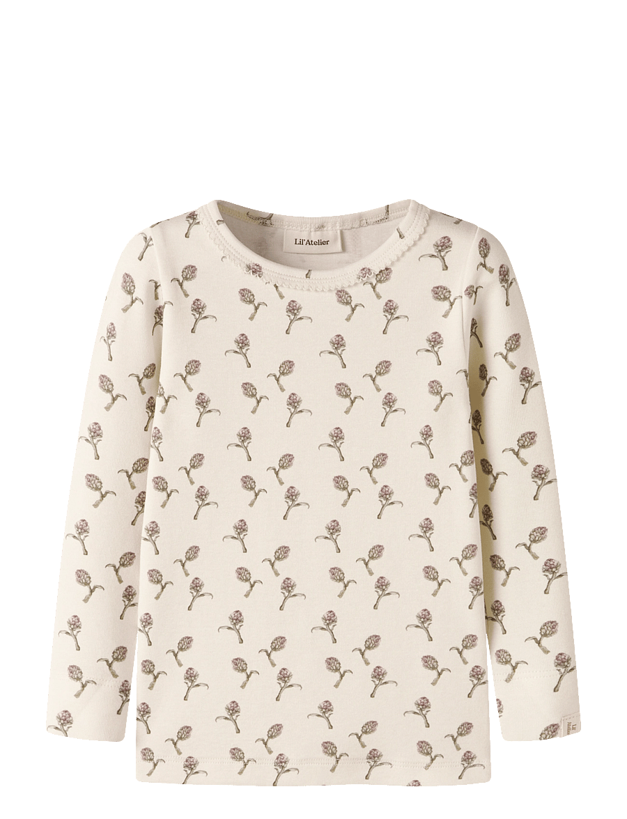 Lil'Atelier - NMFGAYO SIG LS SLIM TOP LIL - långärmade t-shirts - turtledove - 0
