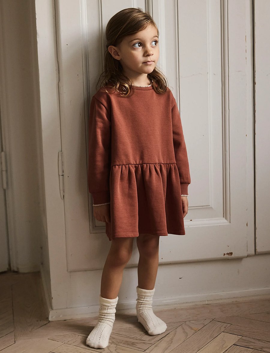 Lil'Atelier - NMFKILANO RUJ LS LOOSE SWEAT DRESS LIL - langärmelige babykleider - maple syrup - 0