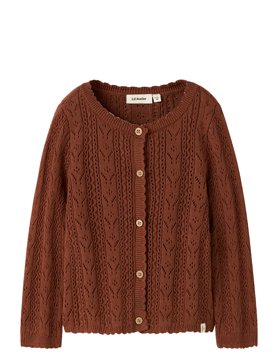 Lil'Atelier - NMFKAJSA KAS LS KNIT CARD LIL - cardigans - maple syrup - 1