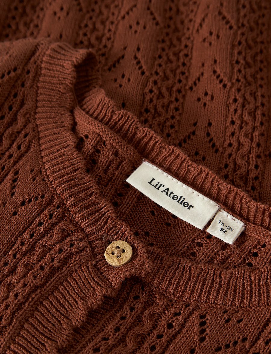 Lil'Atelier - NMFKAJSA KAS LS KNIT CARD LIL - cardigans - maple syrup - 4