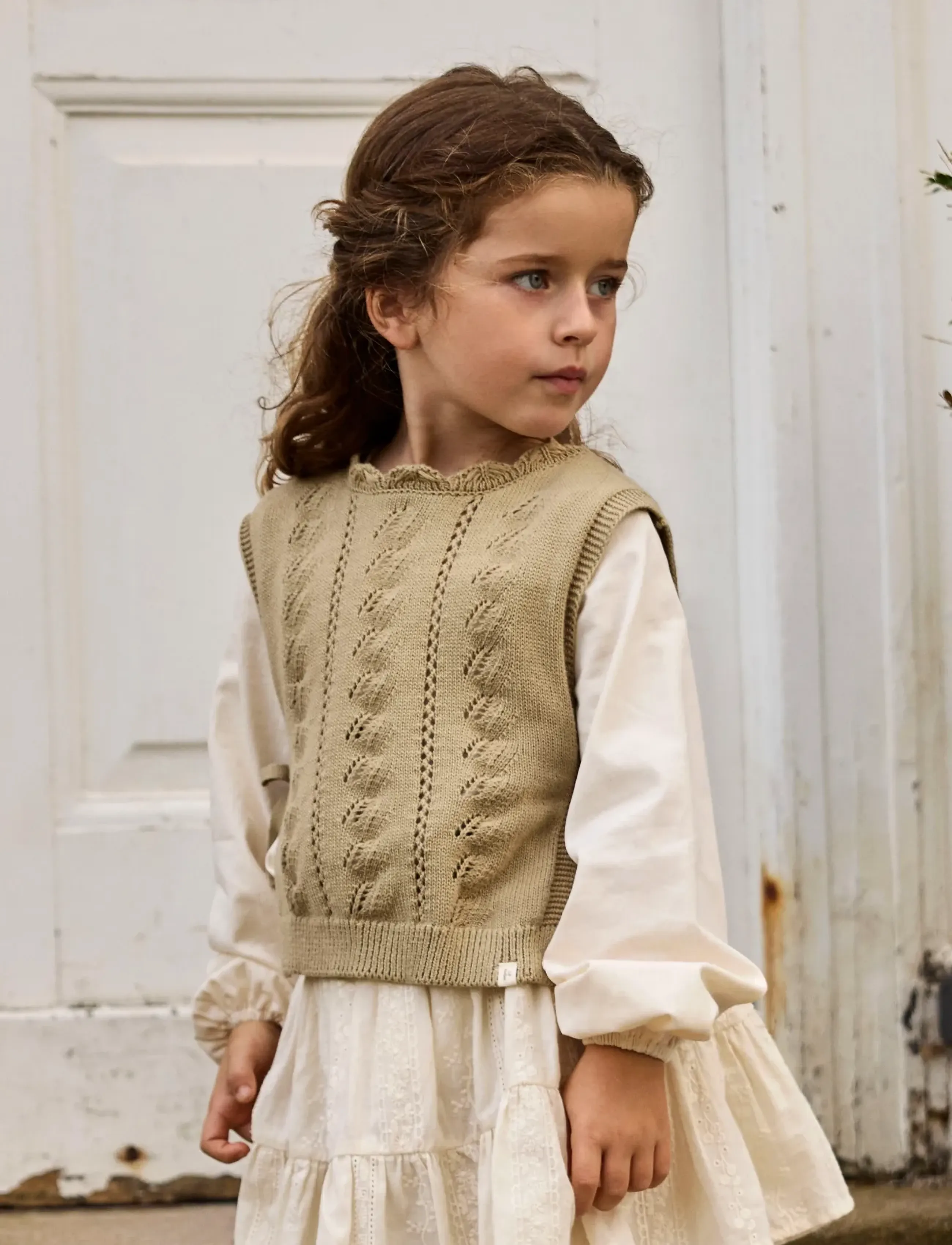 Lil'Atelier Nmfleou Sl Knit Vest Lil, 98, Oberteile, Beige - Westen, Kinder