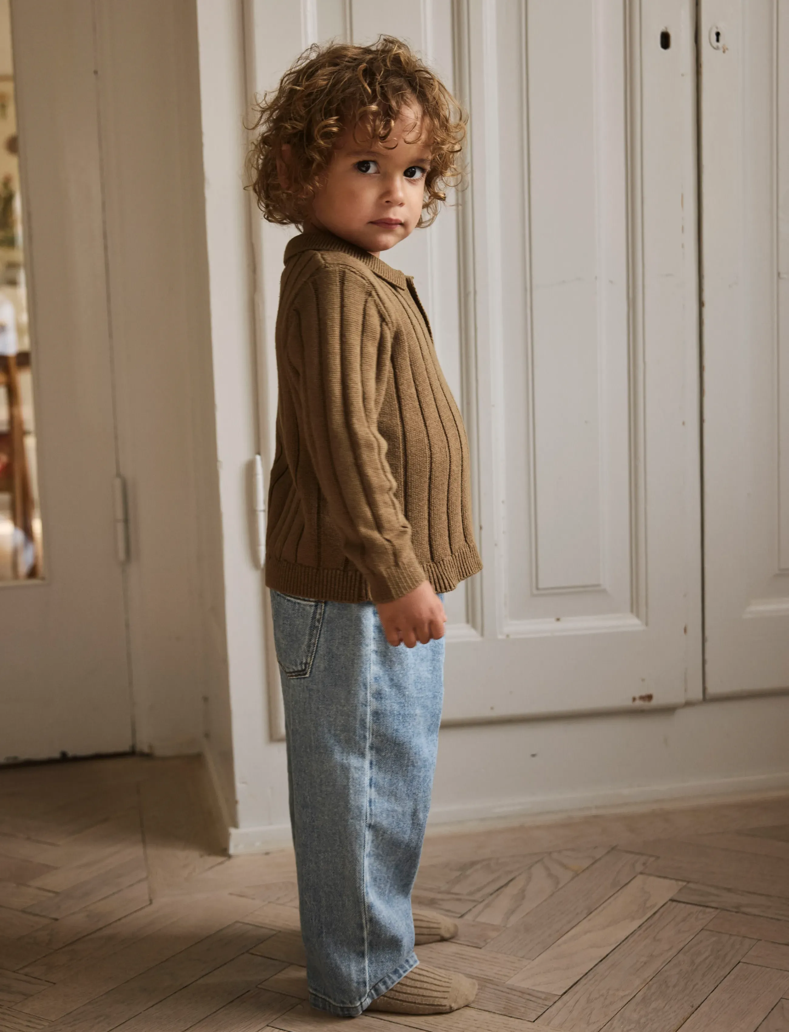 Lil'Atelier - NMMLOMON LS LOOSE KNIT POLO LIL - långärmade pikéer - kangaroo - 3