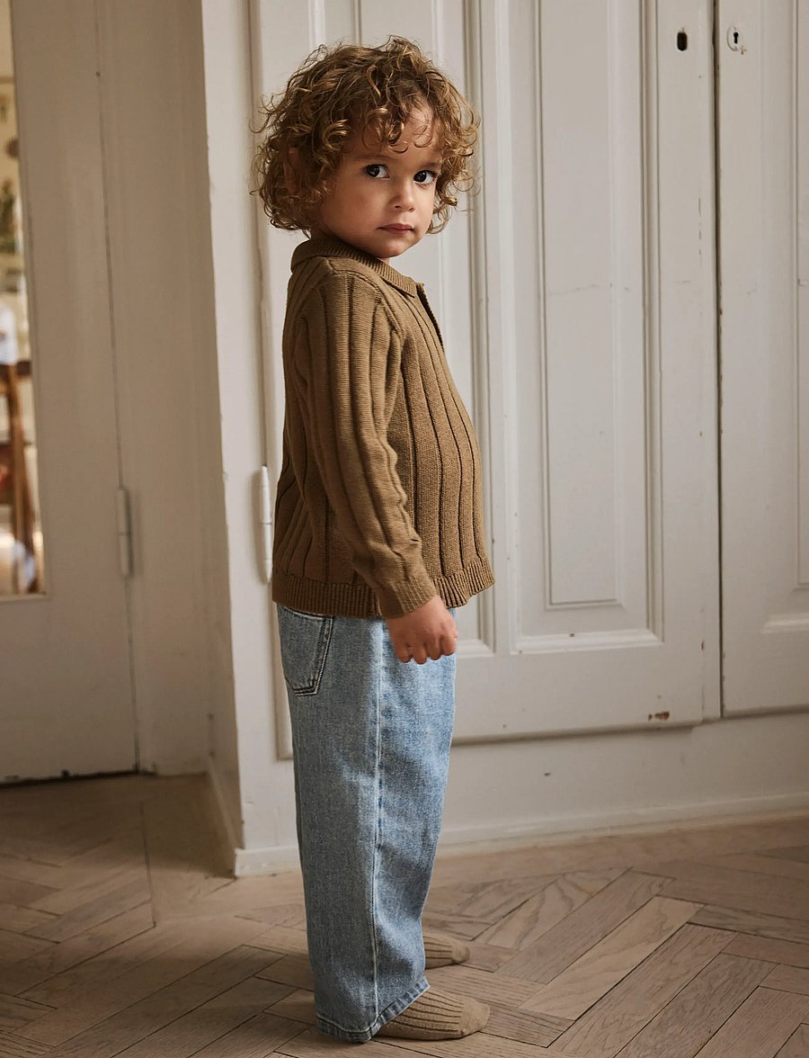 Lil'Atelier - NMMLOMON LS LOOSE KNIT POLO LIL - långärmade pikéer - kangaroo - 3