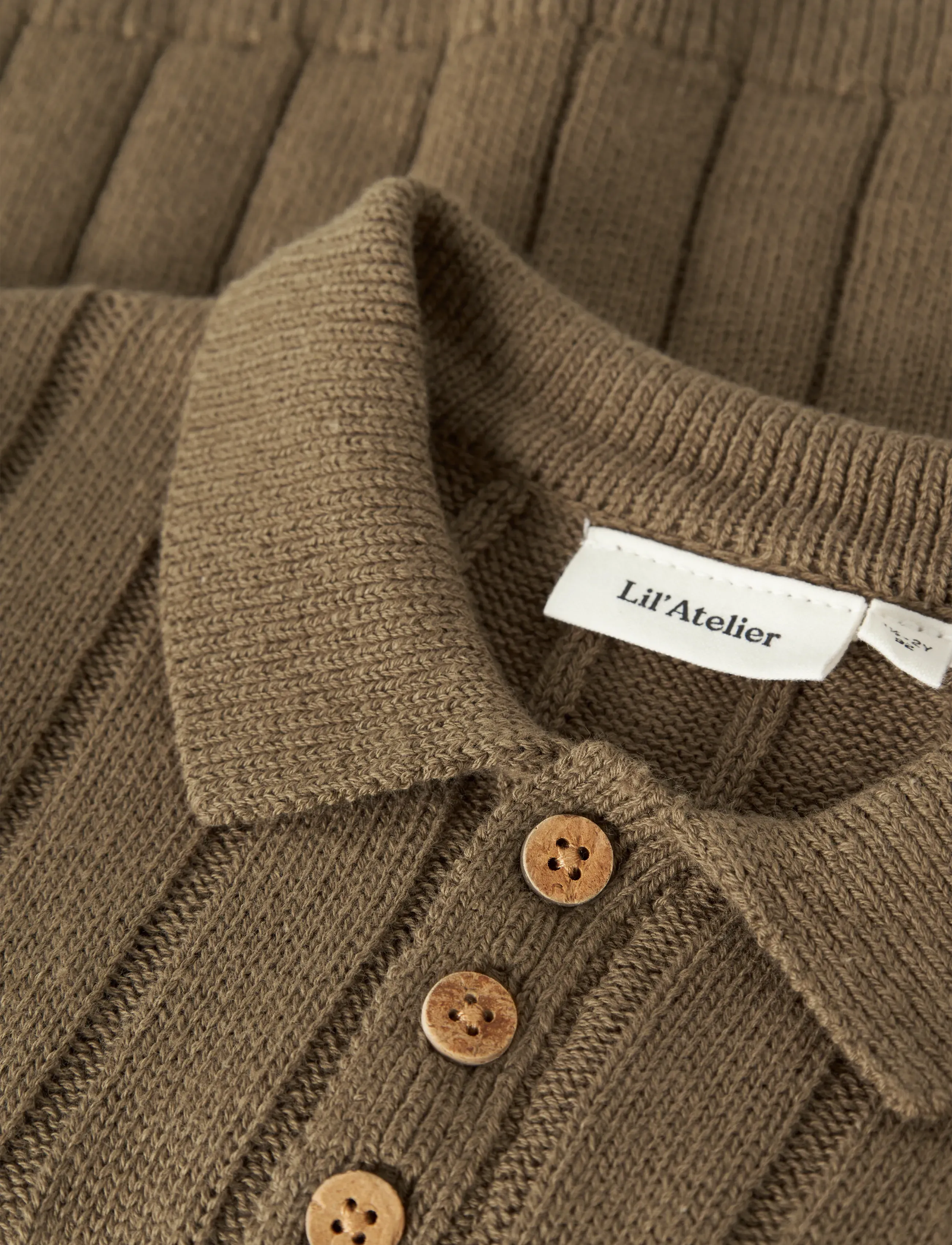 Lil'Atelier - NMMLOMON LS LOOSE KNIT POLO LIL - långärmade pikéer - kangaroo - 4