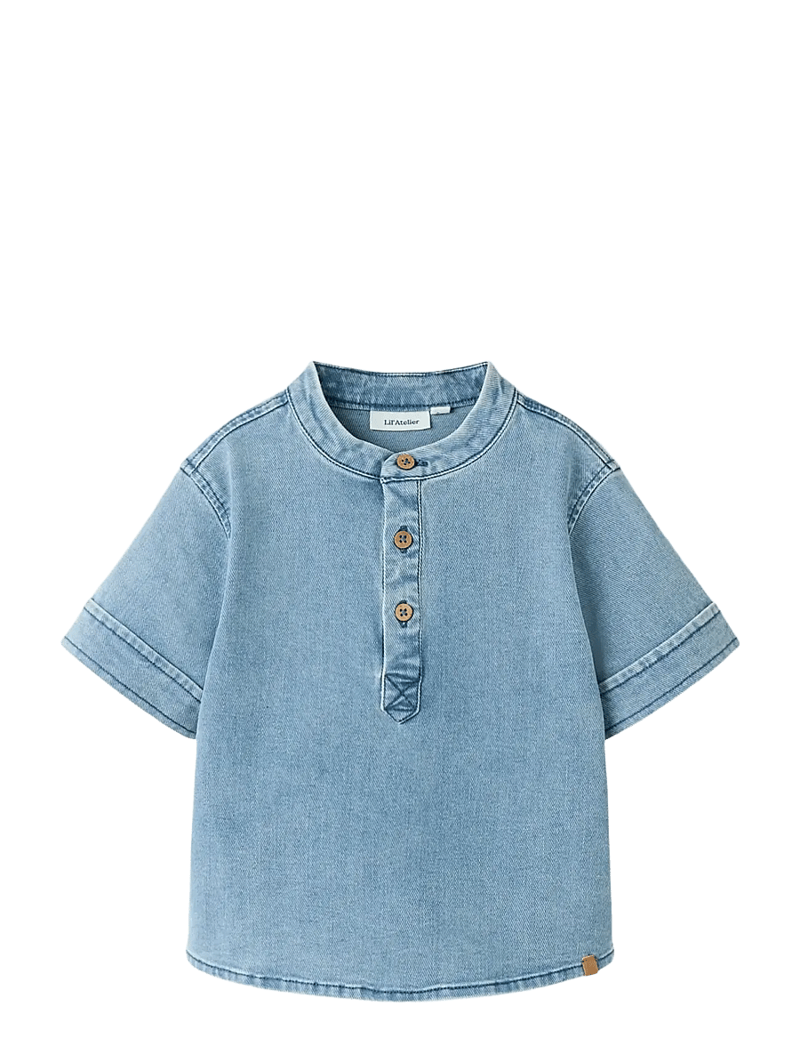 Lil'Atelier - NMMDEVA SS LOOSE DNM SHIRT 2024-ES LIL - kurzärmlige hemden - medium blue denim - 0
