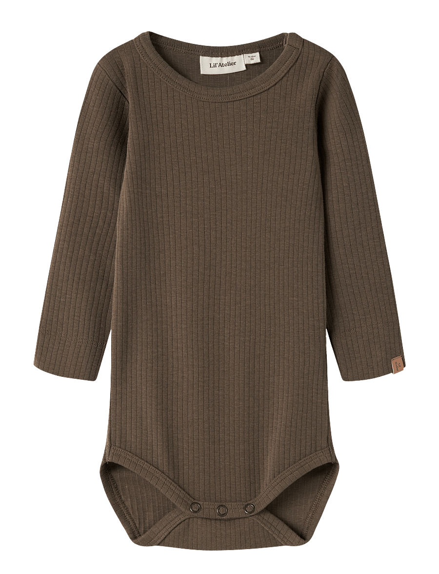 Lil'Atelier - NBMGABO BIB LS SLIM BODY LIL - pikkade varrukatega bodid - teak - 0