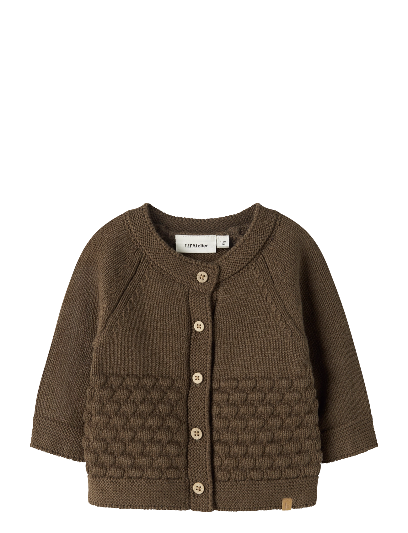 Lil'Atelier Nbnnobir Ls Knit Card Lil, 80, Knitwear, Braun - Cardigans, Kinder