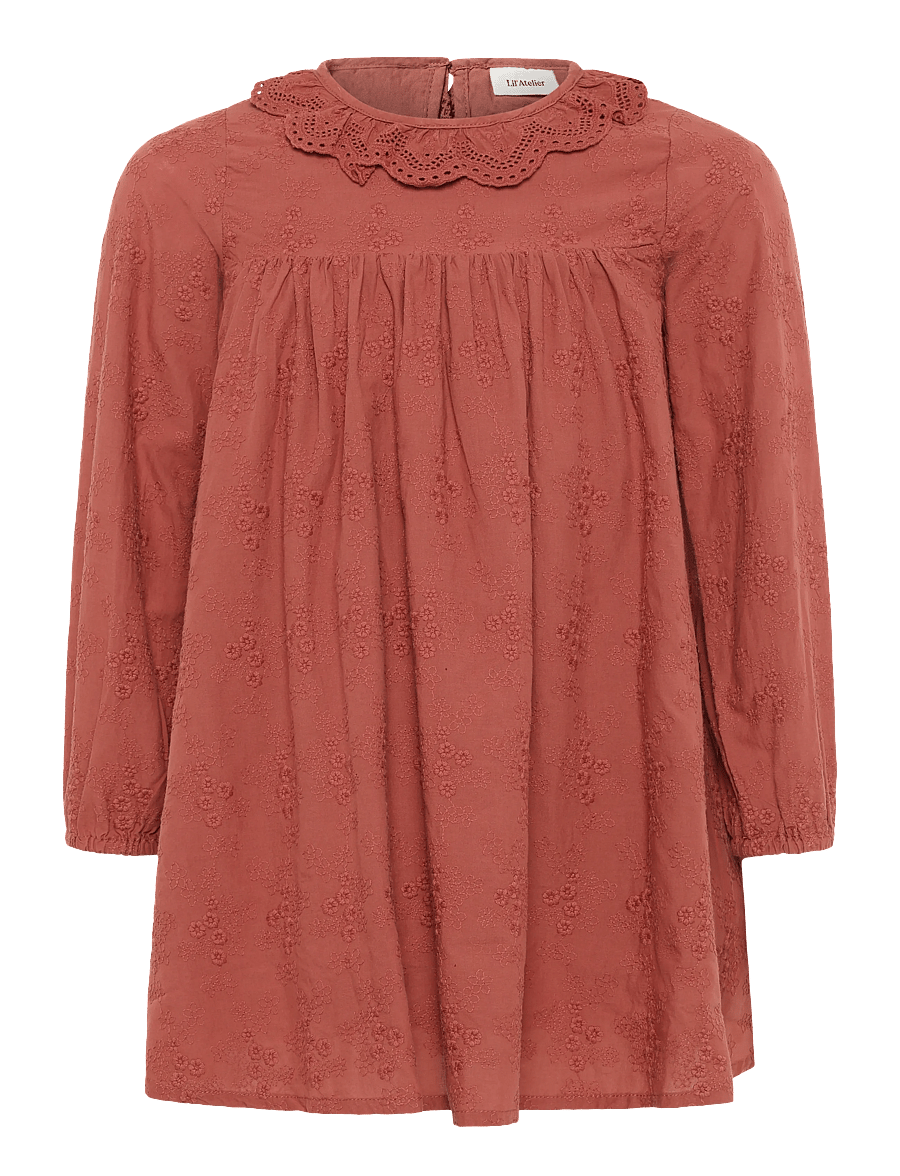 Lil'Atelier - NMFNOPA LS LOOSE DRESS LIL - langærmede babykjoler - mahogany - 0