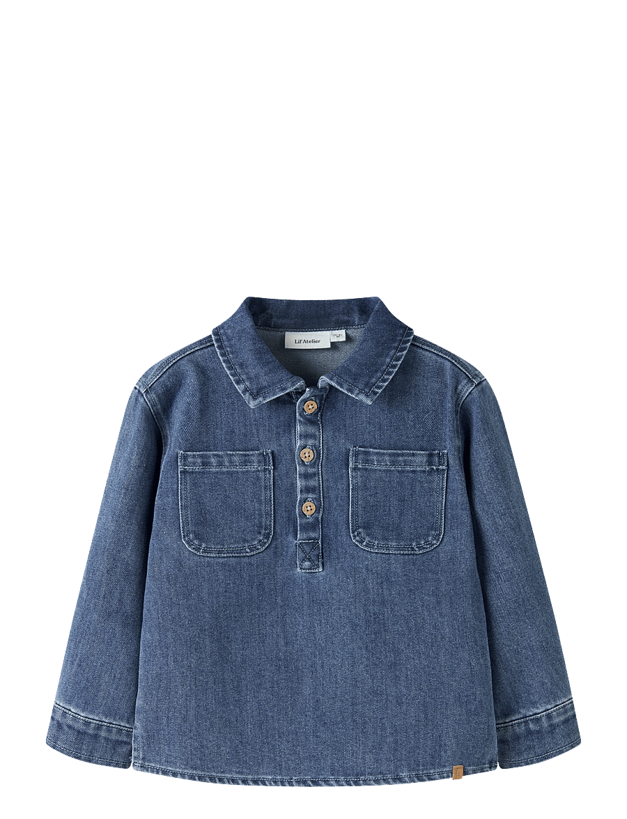 Lil'Atelier - NMMOBELLO LS LOOSE OVERSHIRT 1144-SE LIL - langärmlige hemden - dark blue denim - 0