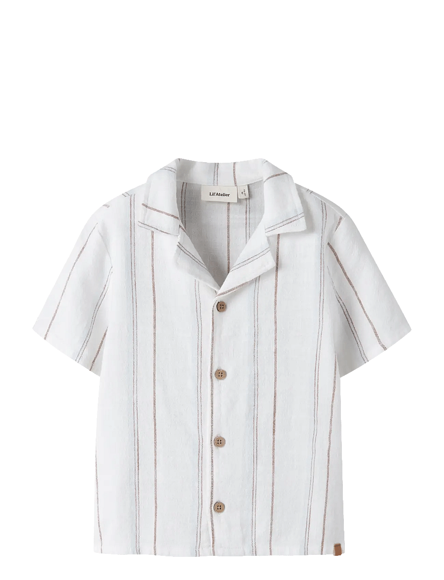 Lil'Atelier - NMMJERAN SS LOOSE SHIRT LIL - kurzärmlige hemden - coconut milk - 0