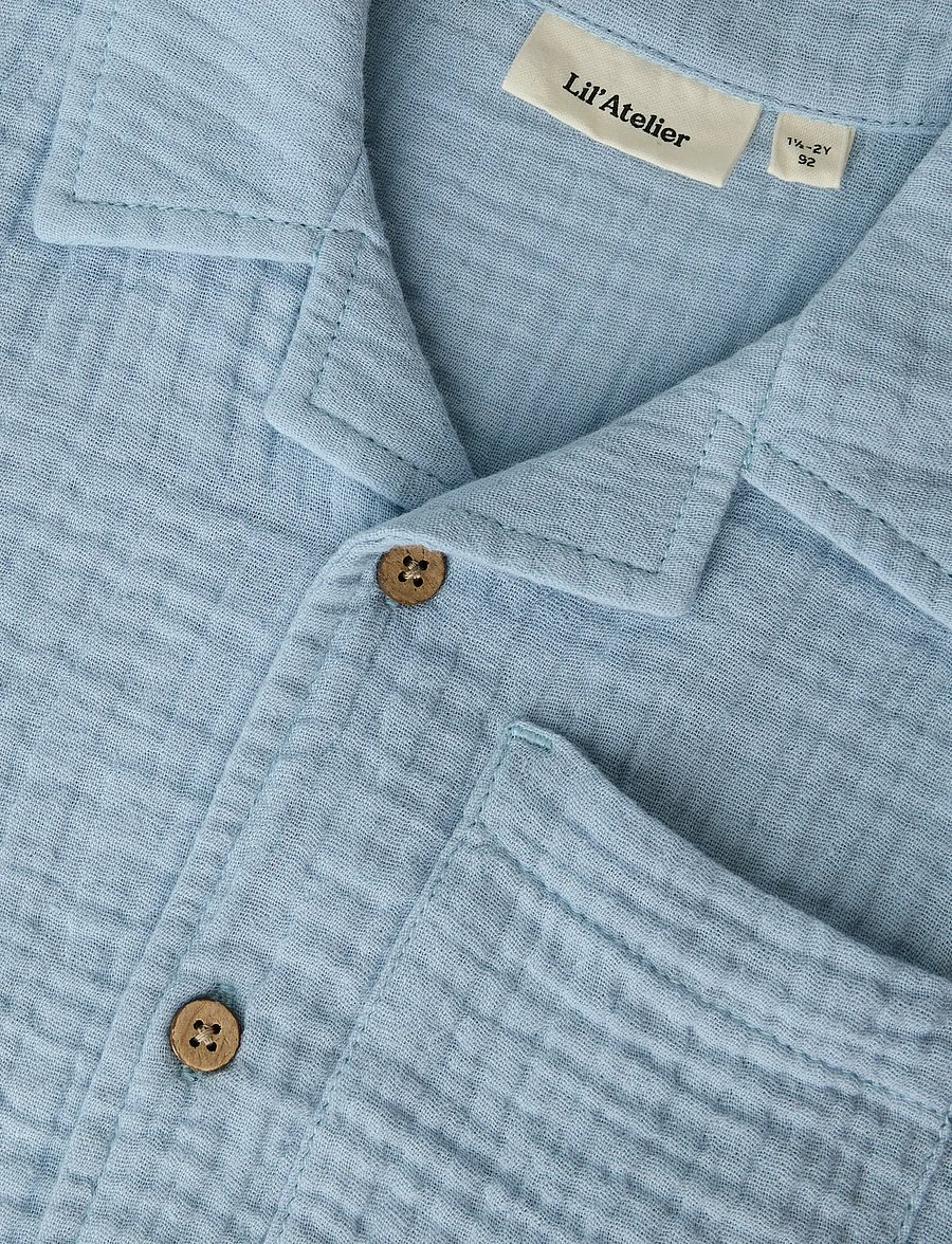 Lil'Atelier - NMMFULINA SS SHIRT LIL - kurzärmlige hemden - zen blue - 4