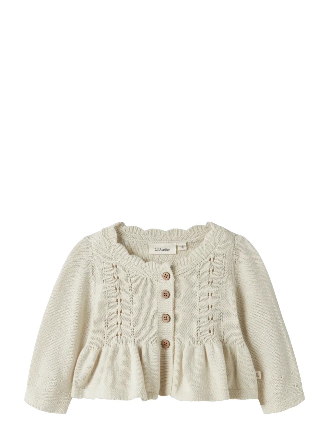 Lil'Atelier NBFRAMLA RIR LS SHORT KNIT CARD LIL - Strickmode - TURTLEDOVE / cream