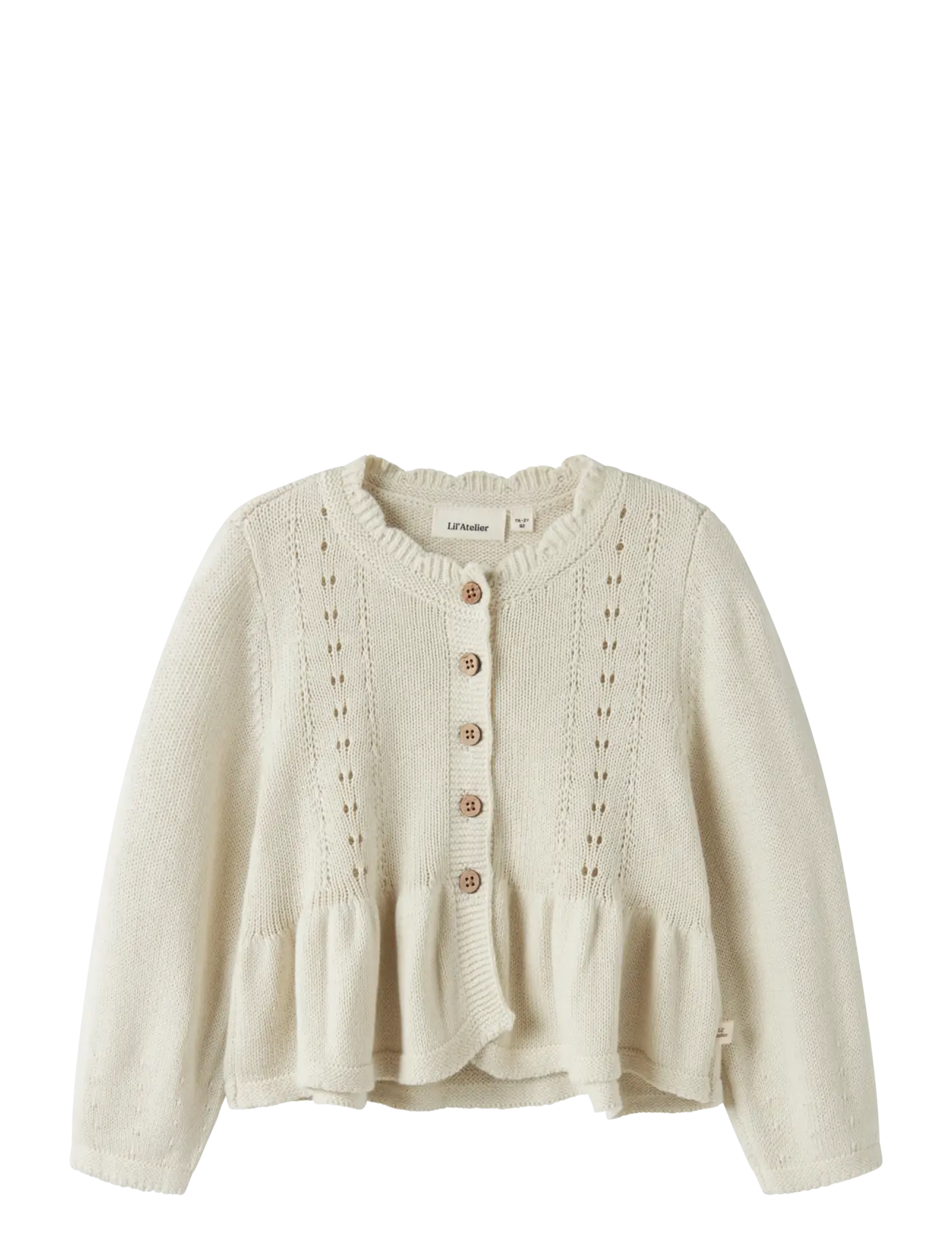 Lil'Atelier NMFRAMLA RIR LS SHORT KNIT CARD LIL - Strickmode - TURTLEDOVE / cream