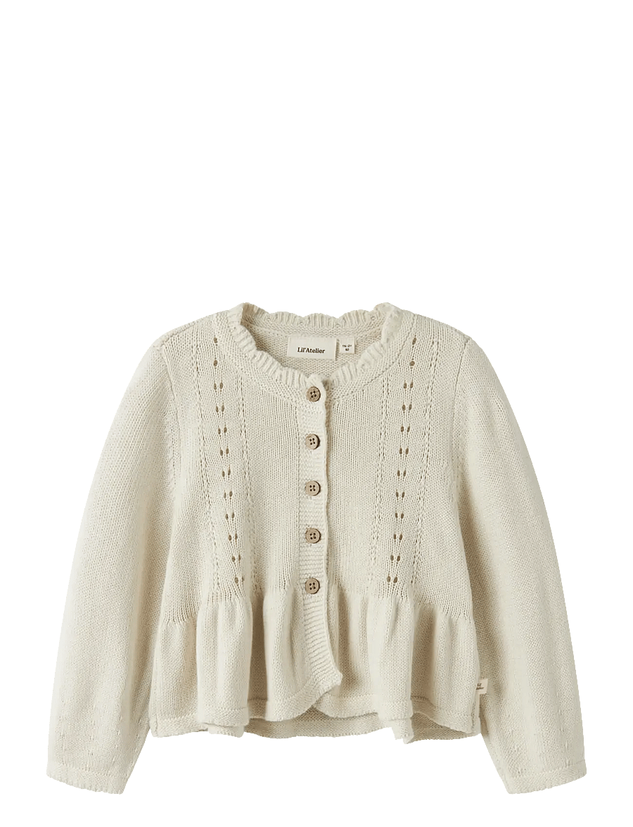 Lil'Atelier - NMFRAMLA RIR LS SHORT KNIT CARD LIL - cardigans - turtledove - 0