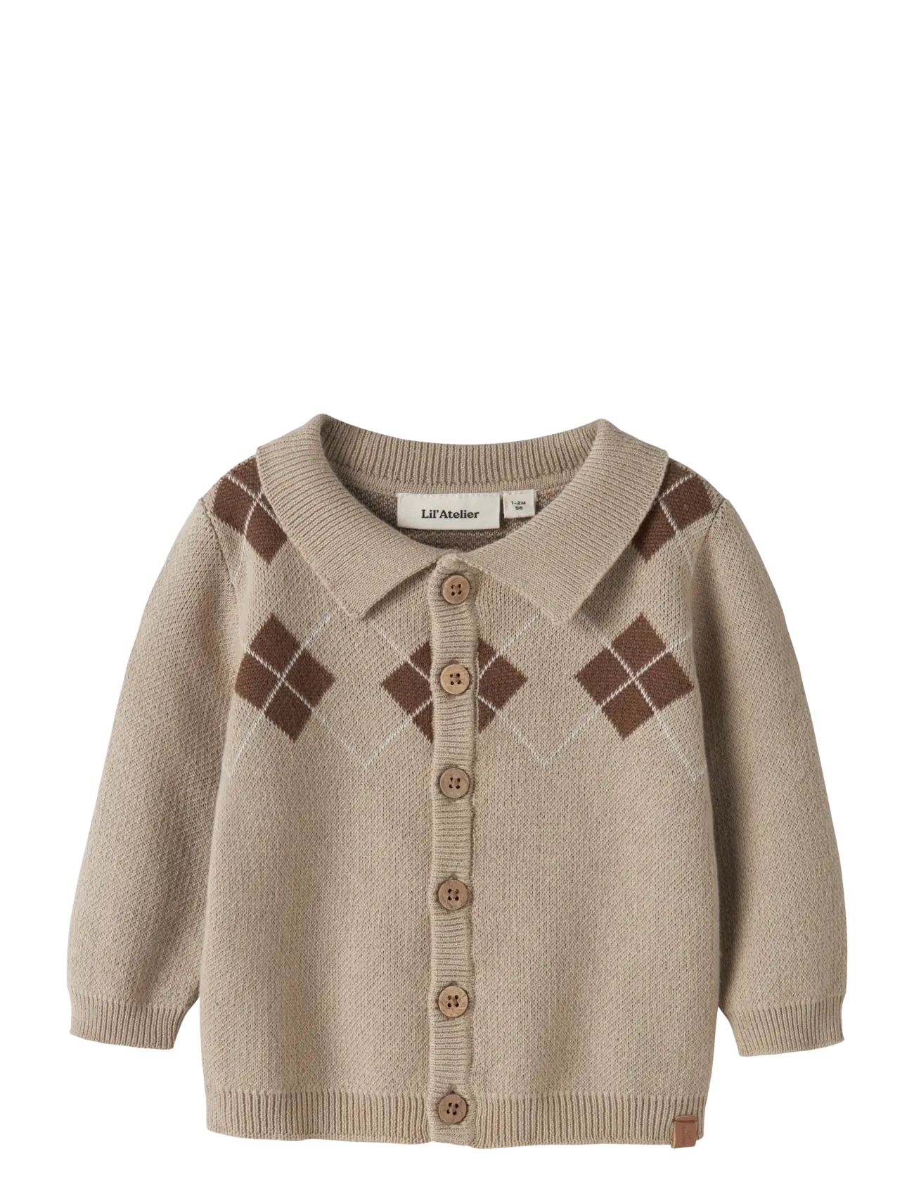 Lil'Atelier NBMRONAN LS KNIT POLO CARD LIL - Strickmode - WHITE PEPPER / beige