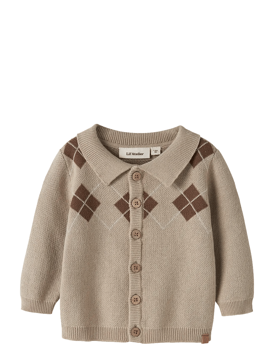 Lil'Atelier - NBMRONAN LS KNIT POLO CARD LIL - cardigans - white pepper - 0