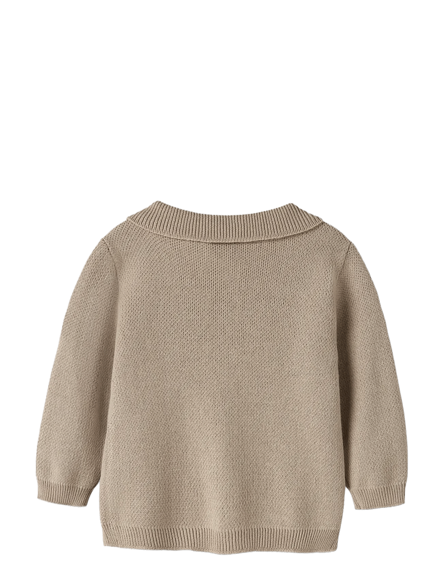 Lil'Atelier - NBMRONAN LS KNIT POLO CARD LIL - cardigans - white pepper - 1