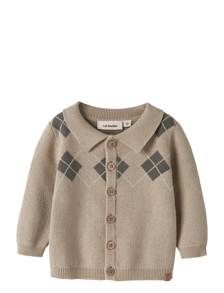 Lil'Atelier - NBMRONAN LS KNIT POLO CARD LIL - koftor - white pepper - 0