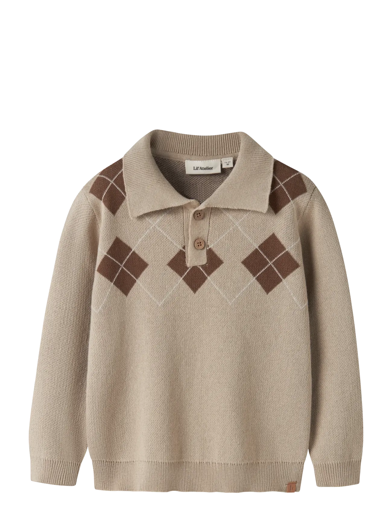 Lil'Atelier NMMRONAN LS KNIT POLO LIL - Kleidung - WHITE PEPPER / beige